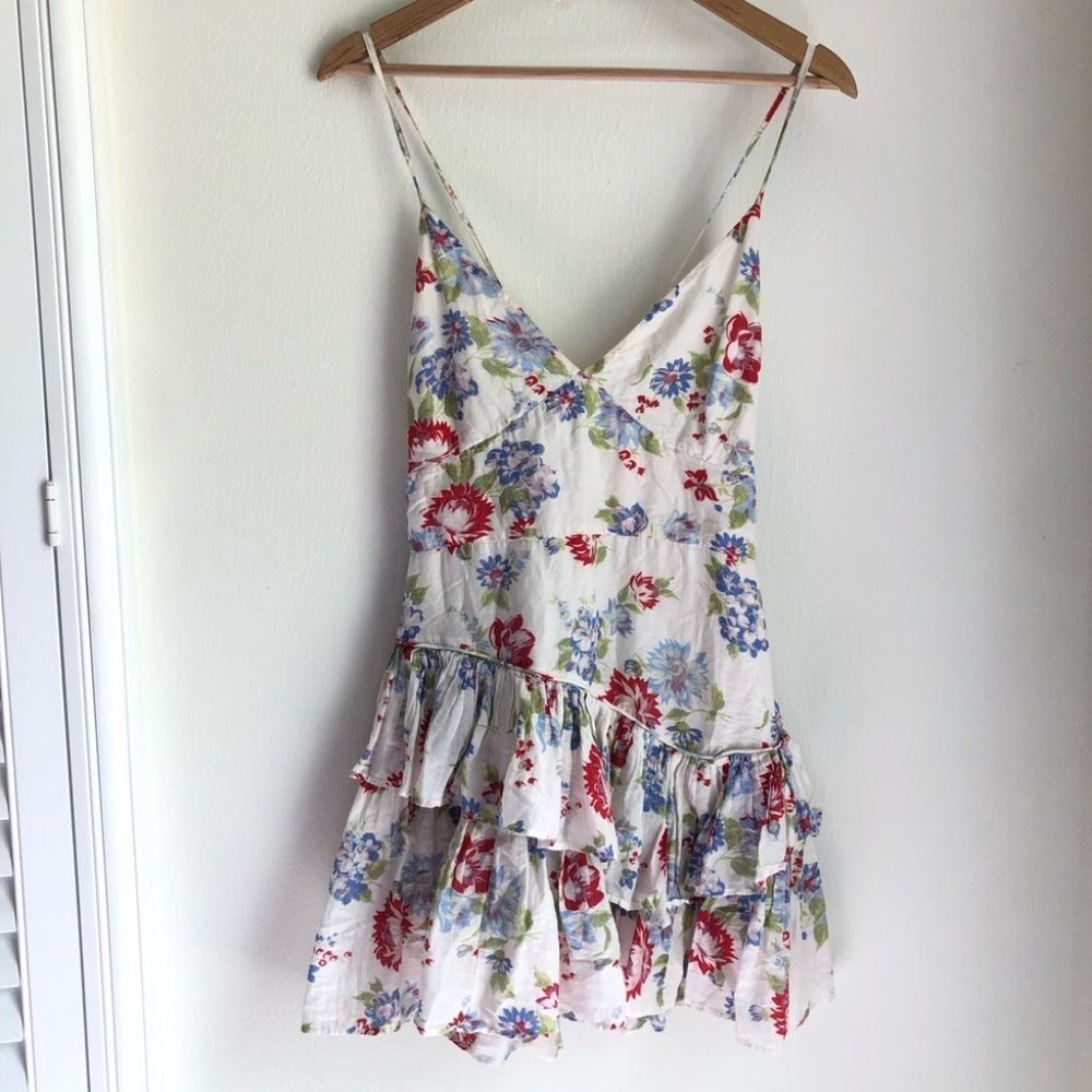 LoveShackFancy size 10 Marion Ruffled Floral Print Mini Dress - Picture 2 of 10
